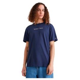 Tommy Jeans Classic Linear Logo Short Sleeve Shirt Azul L