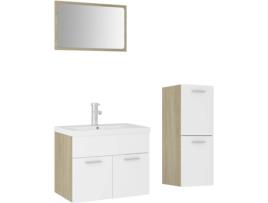 Conjunto de Móveis VIDAXL 3071455 (Branco e Bege - Aglomerado de Madeira - 60x38.5x46 cm)