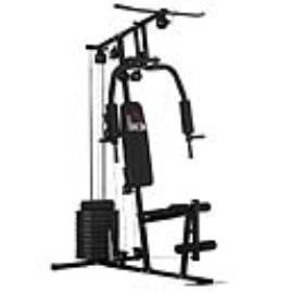 HOMCOM Multi-Estação Máquina de Musculação com Estribo para Pernas Placas de Pesos de 45kg Carga Máxima 110kg Treinamento Fitness em Casa Ginásio 135x103x210cm Preto   Aosom Portugal