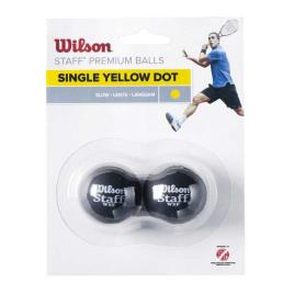 Wilson Staff Slow Single Yellow Dot Squash Balls Preto 2 Balls
