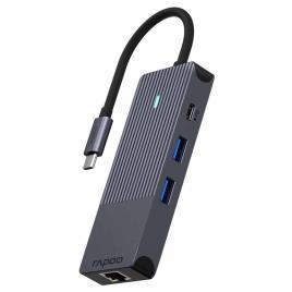 Rapoo 11412 Multiport 8x1 Usb 3.0 To Ethernet Adapter Preto