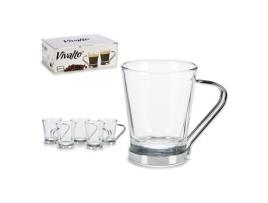 Conjunto de Chávenas de Café  Cristal Metal (6 Peças) (12,5 x 7,5 x 21 cm) (85 ml)