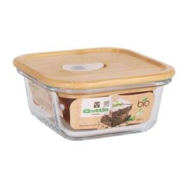 Lancheira Quadrada com Tampa Quttin Cristal Bambu - 550 cc