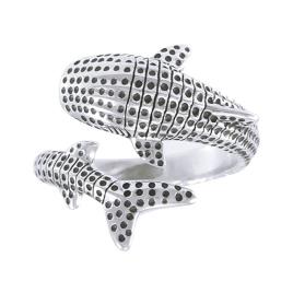 Dive Silver Whale Shark Mottled Ring Prateado 9