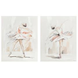 Pintura DKD Home Decor Bailarina (80 x 3,7 x 100 cm) (2 Unidades)