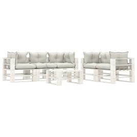 vidaXL 6 pcs conjunto lounge de jardim em paletes c/ almofadões bege