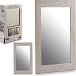 Espelho de parede Cinzento Madeira Cristal poliestireno Natural (39 x 2 x 49 cm)