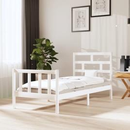vidaXL Estrutura de cama 100x200 cm pinho maciço branco
