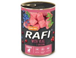 Alimento em Patê Rafi Cão Júnior de Vitela, Arandos e Mirtilos (Quantidade: 400 g)