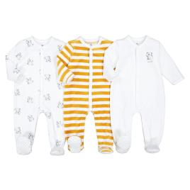La Redoute Collections Lote de 3 pijamas em veludo, prematuro-2 anos