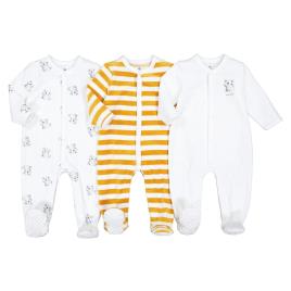 La Redoute Collections Lote de 3 pijamas em veludo, prematuro-2 anos