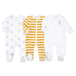 La Redoute Collections Lote de 3 pijamas em veludo, prematuro-2 anos