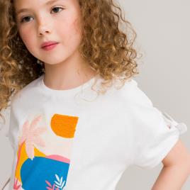 La Redoute Collections T-shirt com lantejoulas e laços, em algodão bio, 3-12 anos