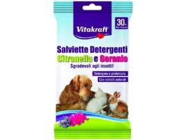 Toalhitas para Cães, Gatos VITAKRAFT citronela e gerânio 30 und