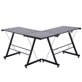 HOMCOM Mesa de computador PC Mesa de escritório 2 tipos Formulário de mesa de canto L Aço de quadro de mesa reta