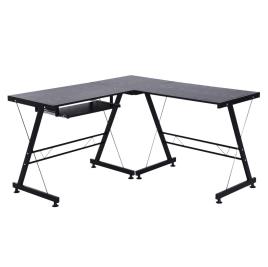HOMCOM Mesa de computador PC Mesa de escritório 2 tipos Formulário de mesa de canto L Aço de quadro de mesa reta