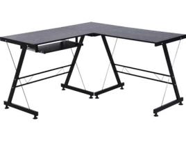 Secretária HOMCOM Preto (130x130x73.5cm  - MDF)