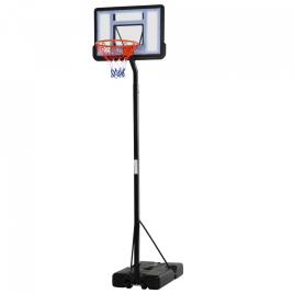 Tabela de basquetebol com suporte portátil Aro de cesta ajustável em altura base recarregável para crianças e adultos 86x153x25