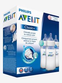 Lote de 3 biberões de 330 ml anticólicas da Philips AVENT sem cor