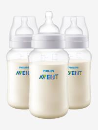 Lote de 3 biberões de 330 ml anticólicas da Philips AVENT sem cor