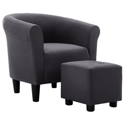 2 pcs conjunto de poltrona e banco tecid
