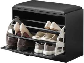 Sapateira SOBUY FSR16-SCH (Preto - MDF, PU, Esponja - 60 x 30 x 44 cm)