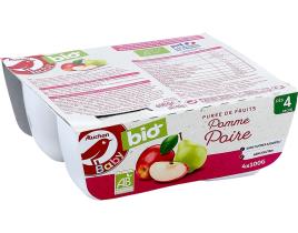 Tacinha Fruta Auchan Baby Bio Maçã E Pera 4x100g