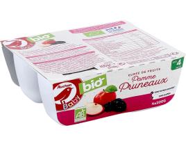 Tacinha Fruta Auchan Baby Bio Maçã E Ameixas 4x100g