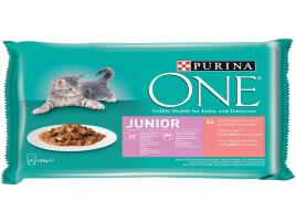 Comida Húmida Para Gato Purina One Júnior Com Salmão 4x85g