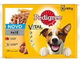 Comida Húmida Para Cão Pedigree Patê Com Galinha Vaca E Cenoura 4x100g