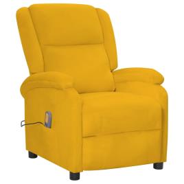 vidaXL Poltrona de massagens reclinável veludo amarelo