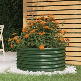 vidaXL Vaso/floreira de jardim aço revestido a pó 80x80x36 cm verde