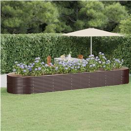 vidaXL Vaso/floreira jardim aço revestido a pó 510x140x68 cm castanho