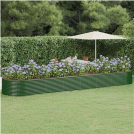 vidaXL Vaso/floreira de jardim aço revestido a pó 584x140x68 cm verde
