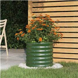 vidaXL Vaso/floreira de jardim aço revestido a pó 40x40x36 cm verde