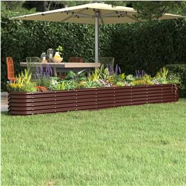 vidaXL Vaso/floreira de jardim aço revestido a pó 332x40x36cm castanho