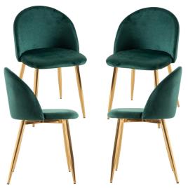 Presentes Miguel - Pack 4 Cadeiras Vint Veludo Golden - Verde