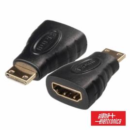 FICHA ADAPTADORA HDMI FÊMEA / MINI HDMI MACHO DOURADA