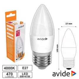 Lâmpada E27 6W 230V LED Vela Branco Natural 470lm 