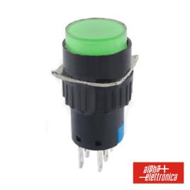 Comutador Pulsador Redondo 230v 2 Na 2 Nf Verde Bipolar