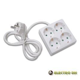 Tomada Elétrica C/ 4 Saídas Quadrada 1.5m Branco Edh