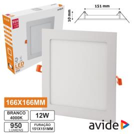 Painel Leds Quadrado 12w 166mm 4000k 950lm 