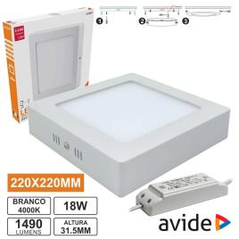 Painel Leds Quadrado Superfície 18w 220mm 4000k 1490lm 