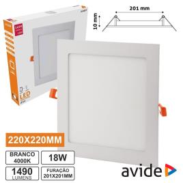 Painel Leds Quadrado 18w 220mm 4000k 1490lm 