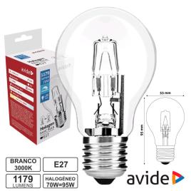 Lâmpada E27 70w=95w 230v Halogéneo Clássica 1179lm 
