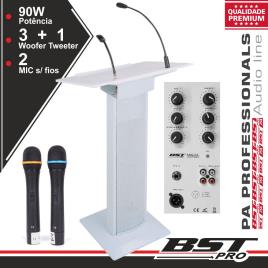 Sistema Conferência Amplificado 3 Colunas Mic Luz 90w Branco