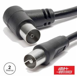 CABO COAXIAL MACHO/FÊMEA PRETO 2M ANGULAR 90º