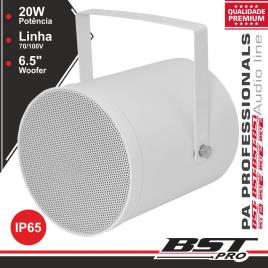 Coluna Projetora Som Pa 6 20w 100v Ip65 Abs Branca Bst