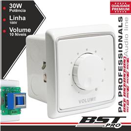 REGULADOR DE SOM 30W 100V INTERIOR PAREDE BRANCO BSTPRO