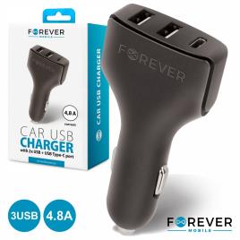 Adaptador Ficha Isqueiro 2xusb E 1xusb-C 4.8a 